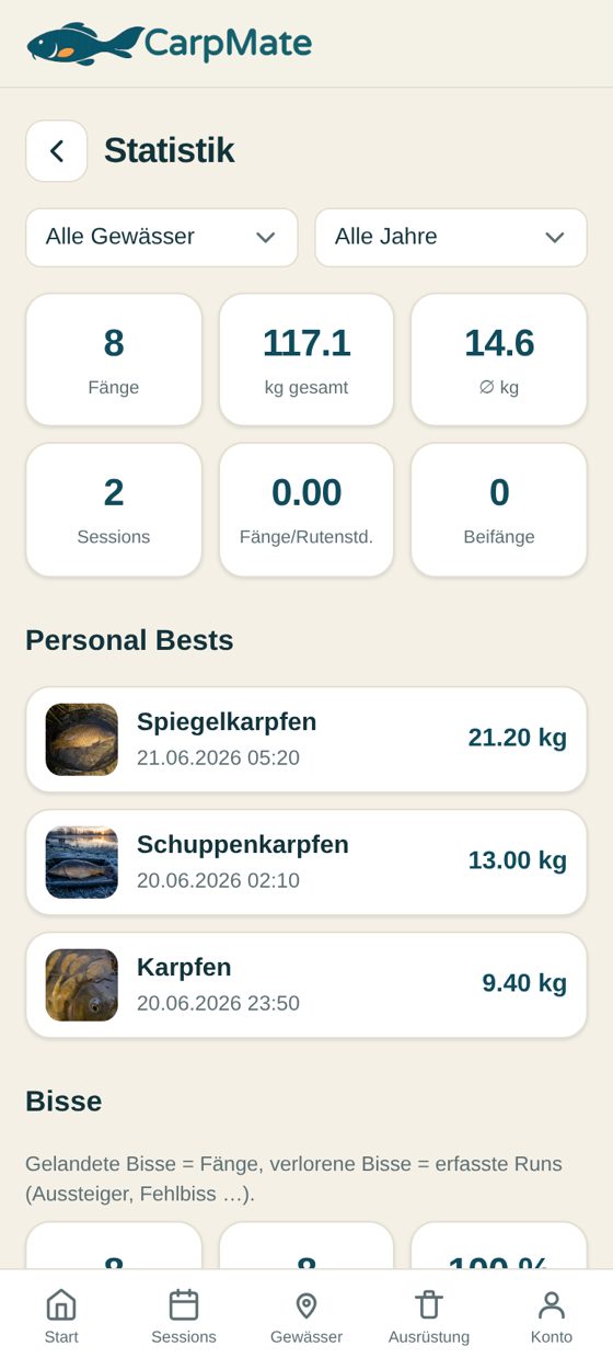 Statistiken und persönliche Bestmarken
